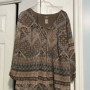 St. John's Bay Brown Patterned Blouse